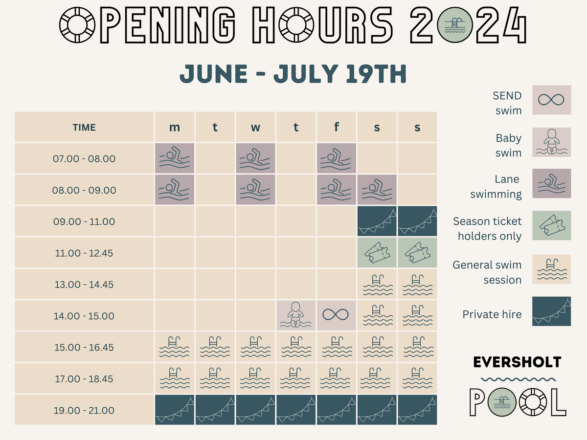 Session Timetable – Eversholt Swimming Pool